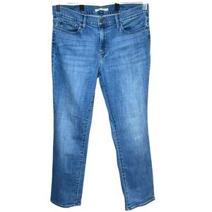 Levi's Slimming Straight Leg Blue Whiskered Denim Jeans Womens Size 33
